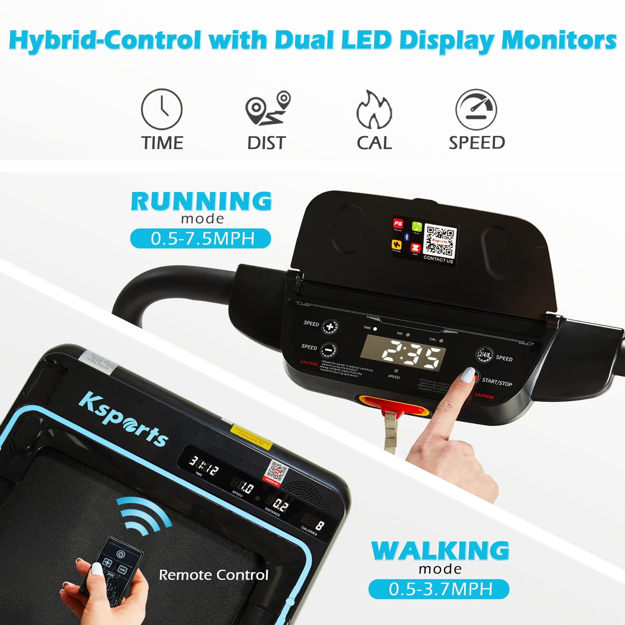 Ksports 3 in 1 Folding Treadmill, Blue (KSU3002)