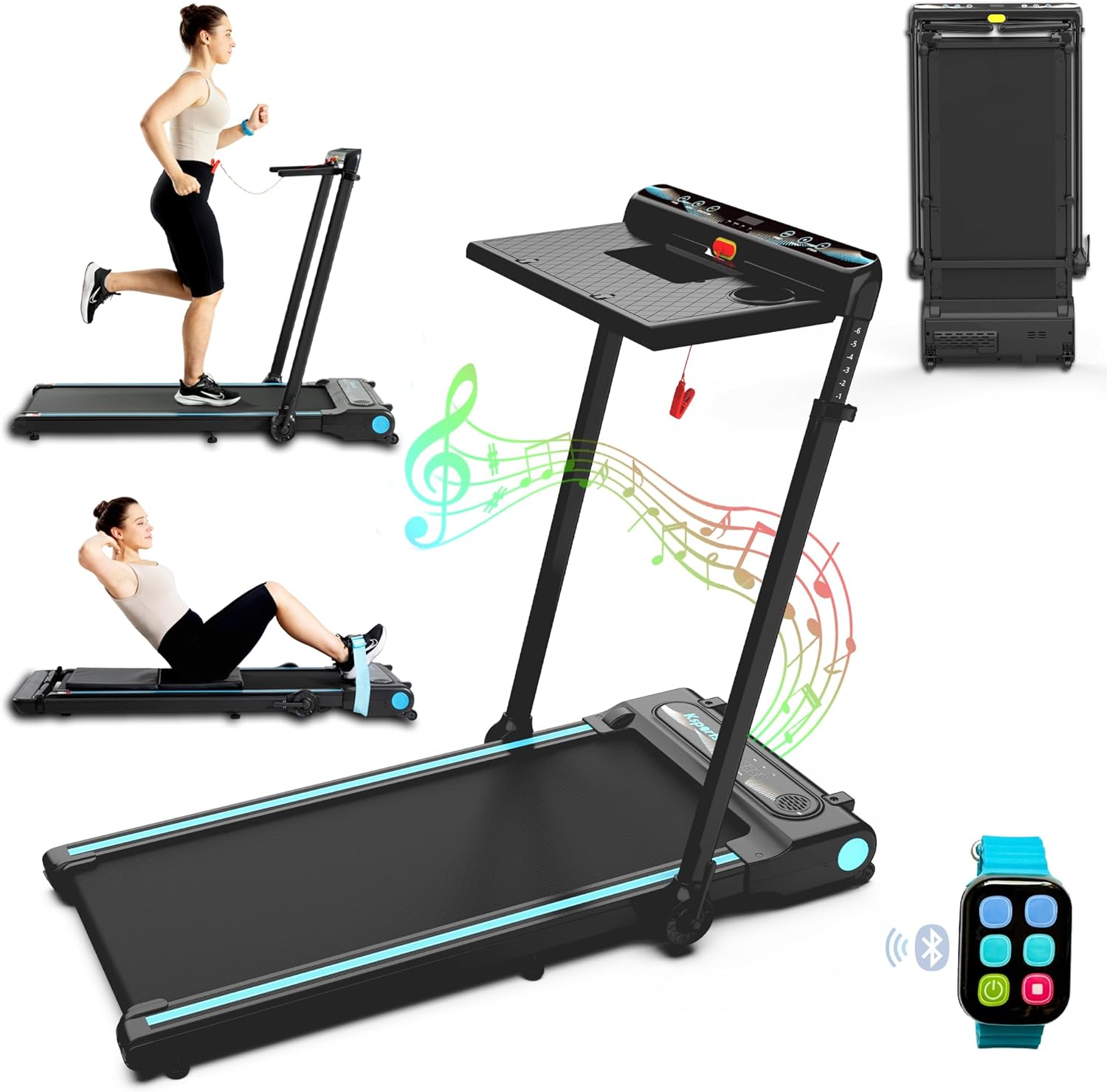 Ksports 4 in 1 Folding Treadmill with Desk KSU3101