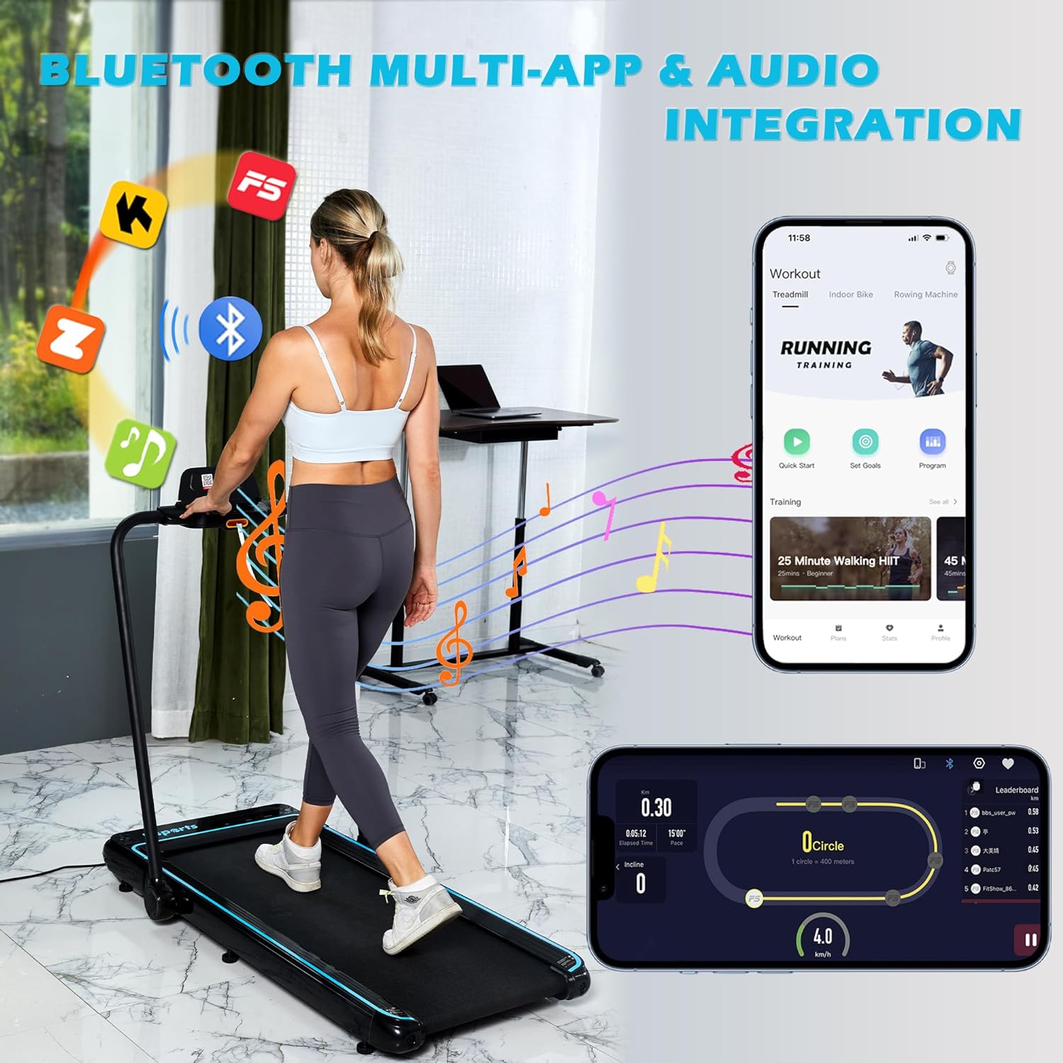 Ksports 3 in 1 Folding Treadmill, Blue (KSU3002)