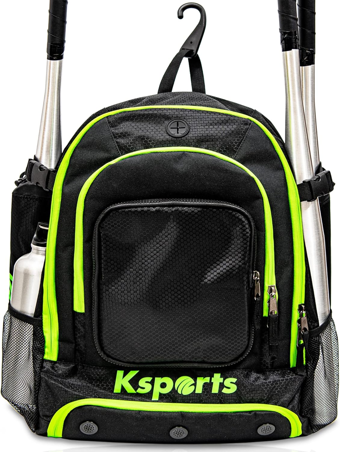 Ksports Baseball Backpack Black with Green Zipper (KSU6003)