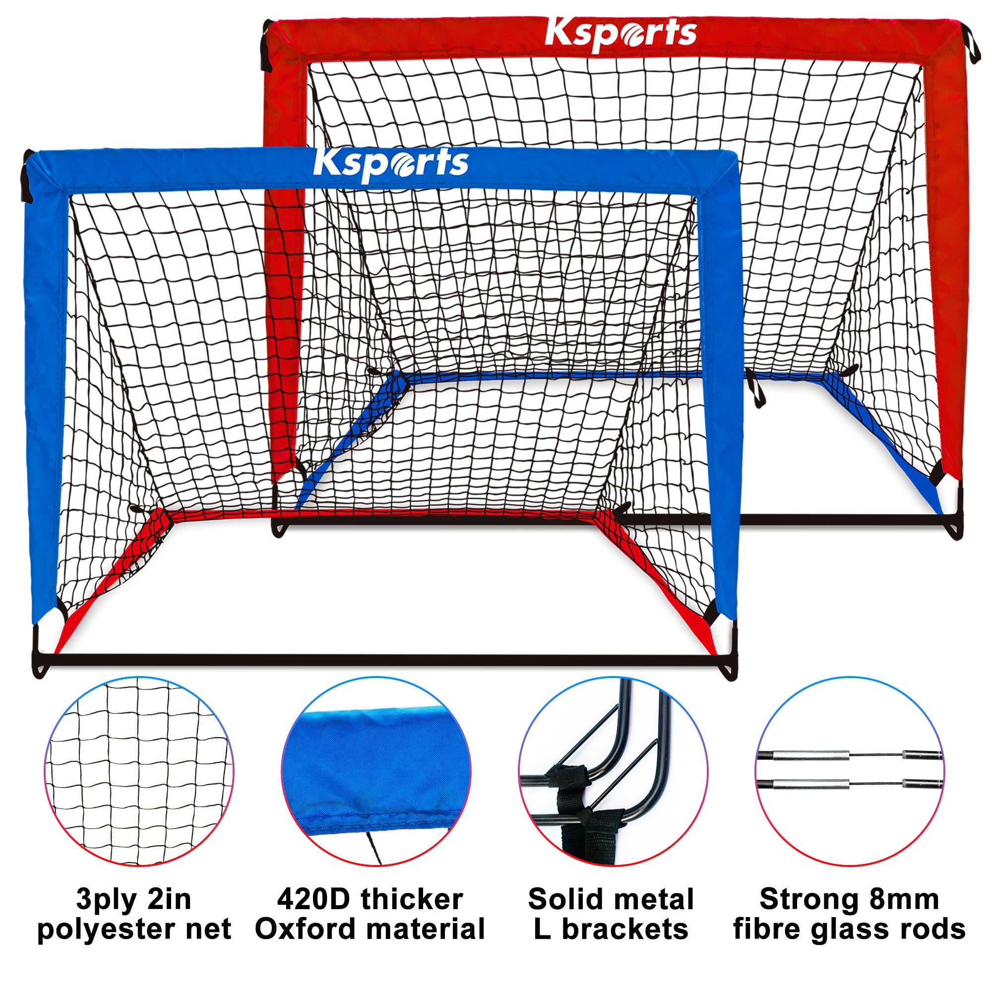 Ksports Soccer Nets Bundle 4ft Blue/Red 2 Nets (KSU7001)