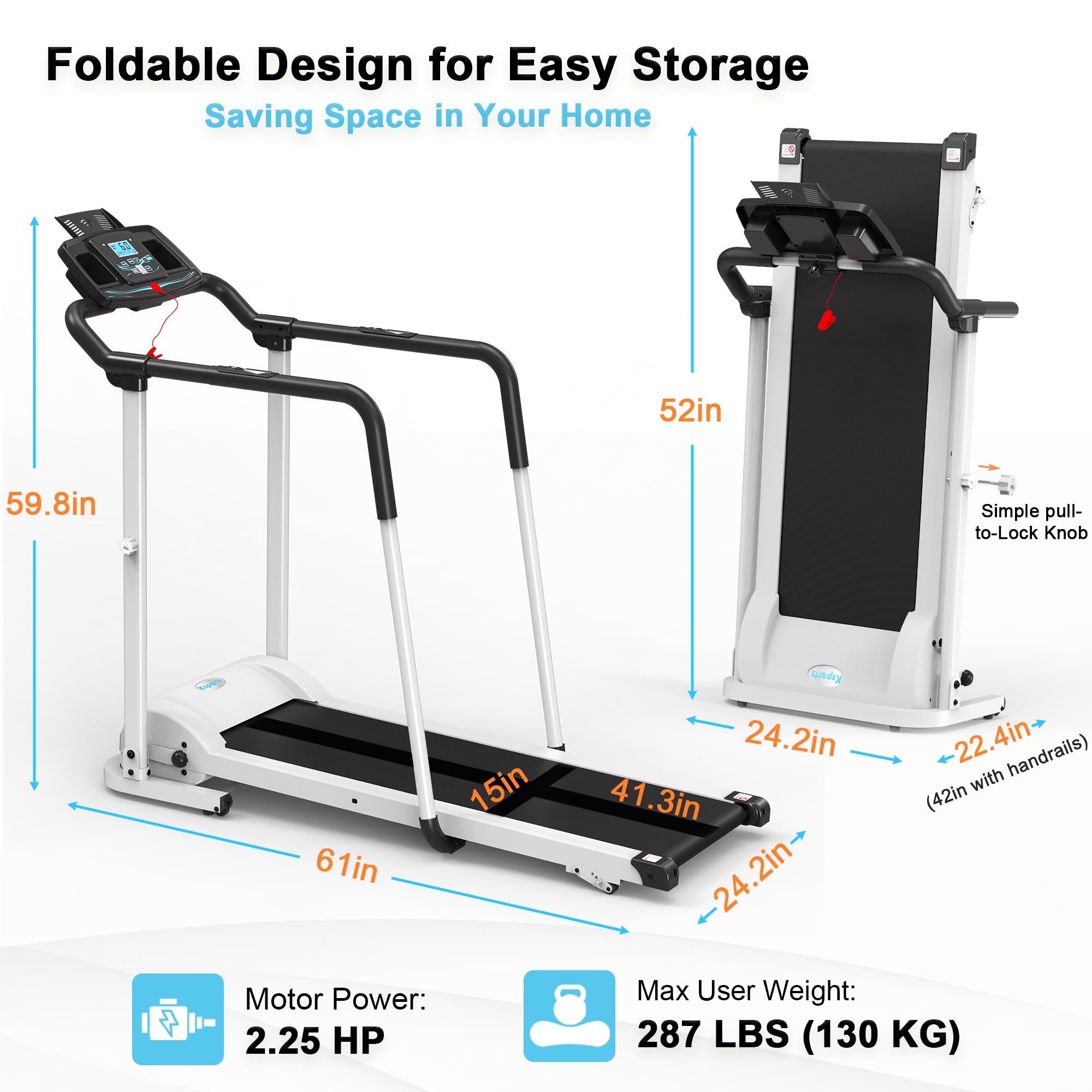 Ksports Advanced Rehab Walking Treadmill White (KSU1003)