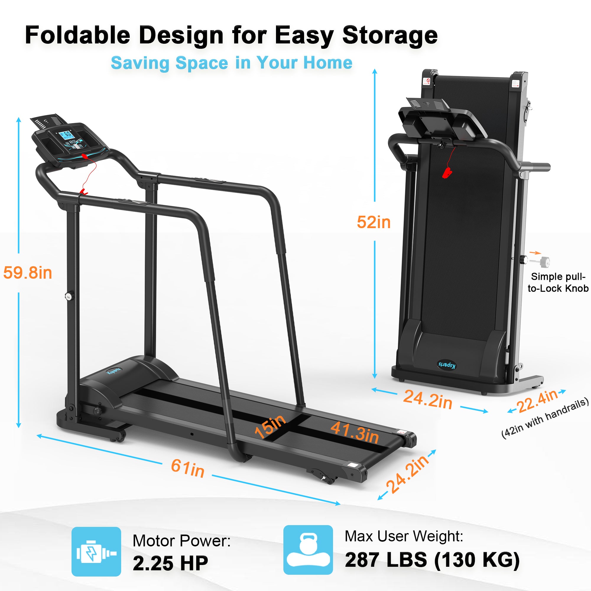 Ksports Advanced Rehab Walking Treadmill Black (KSU1002)