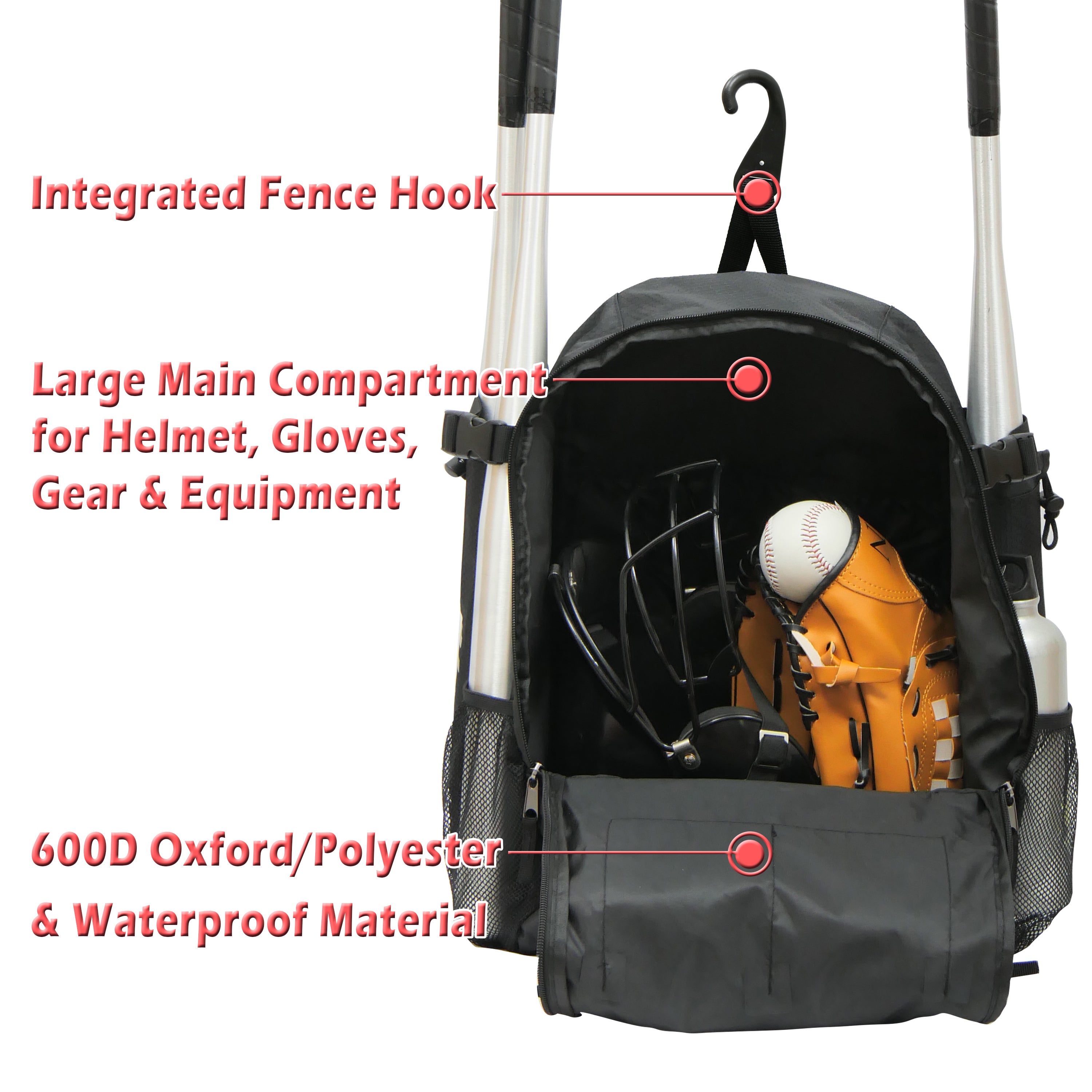 Ksports Baseball Backpack Black & Red (FS1001)