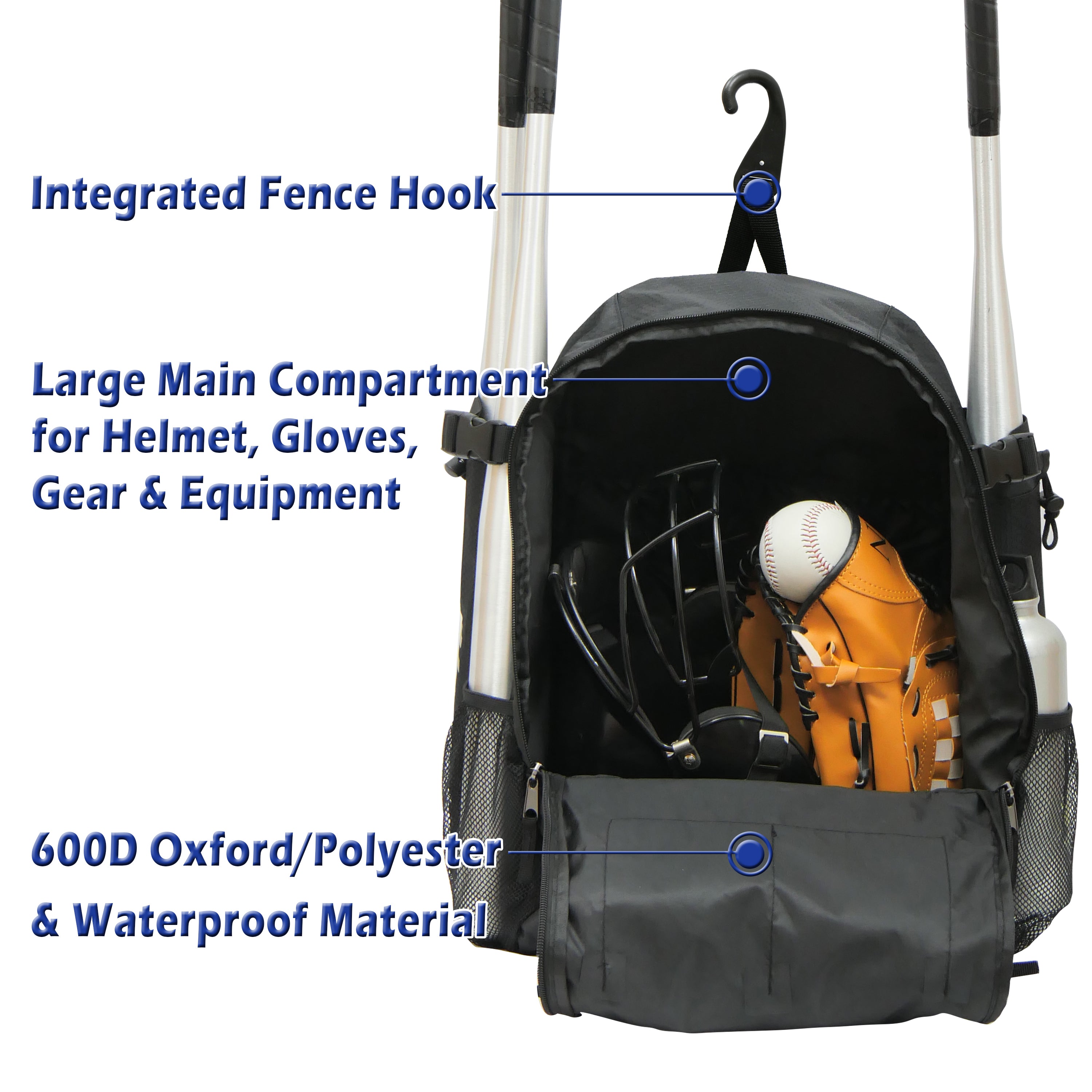 Ksports Baseball Backpack Black & Blue (FS1002)