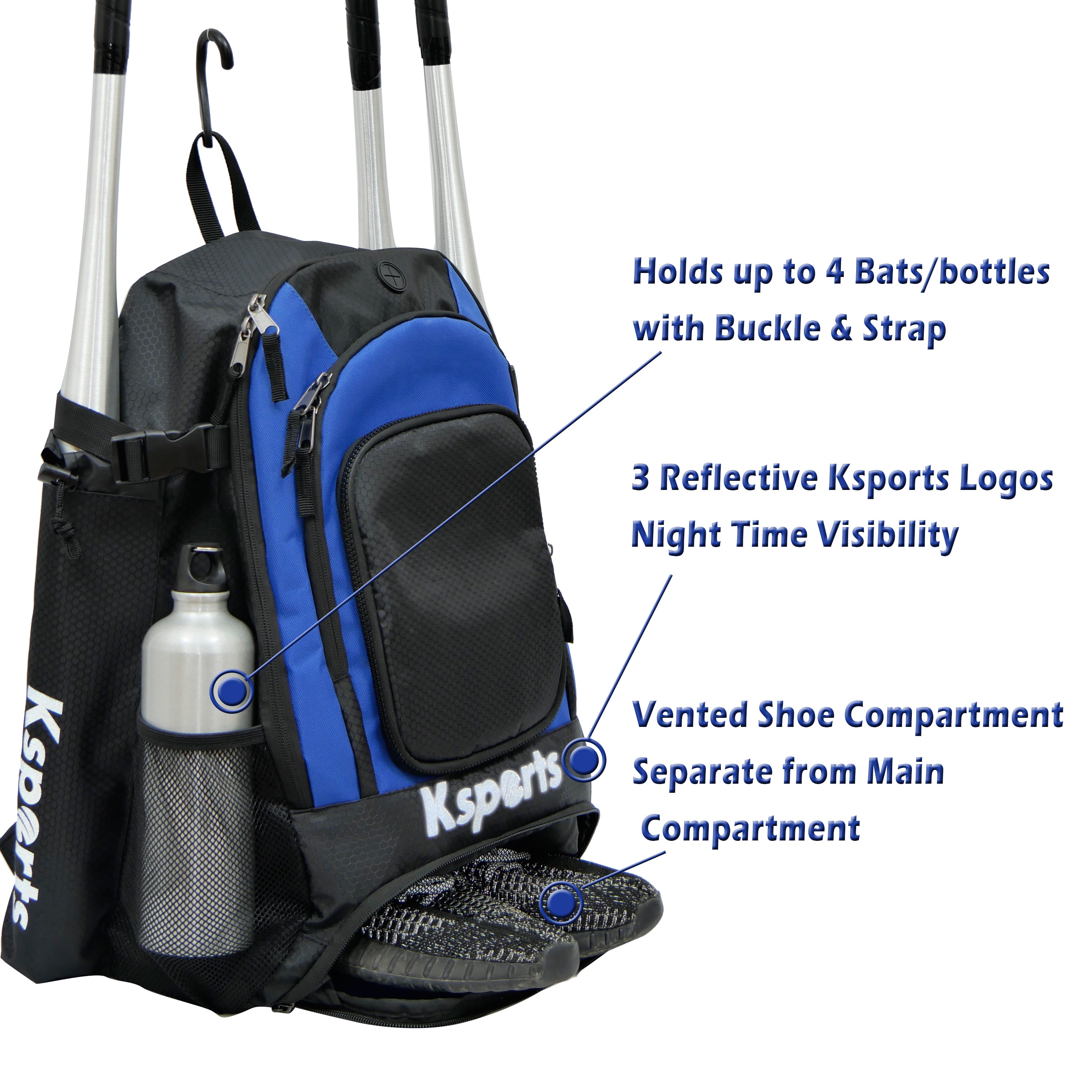 Ksports Baseball Backpack Black & Blue (FS1002)