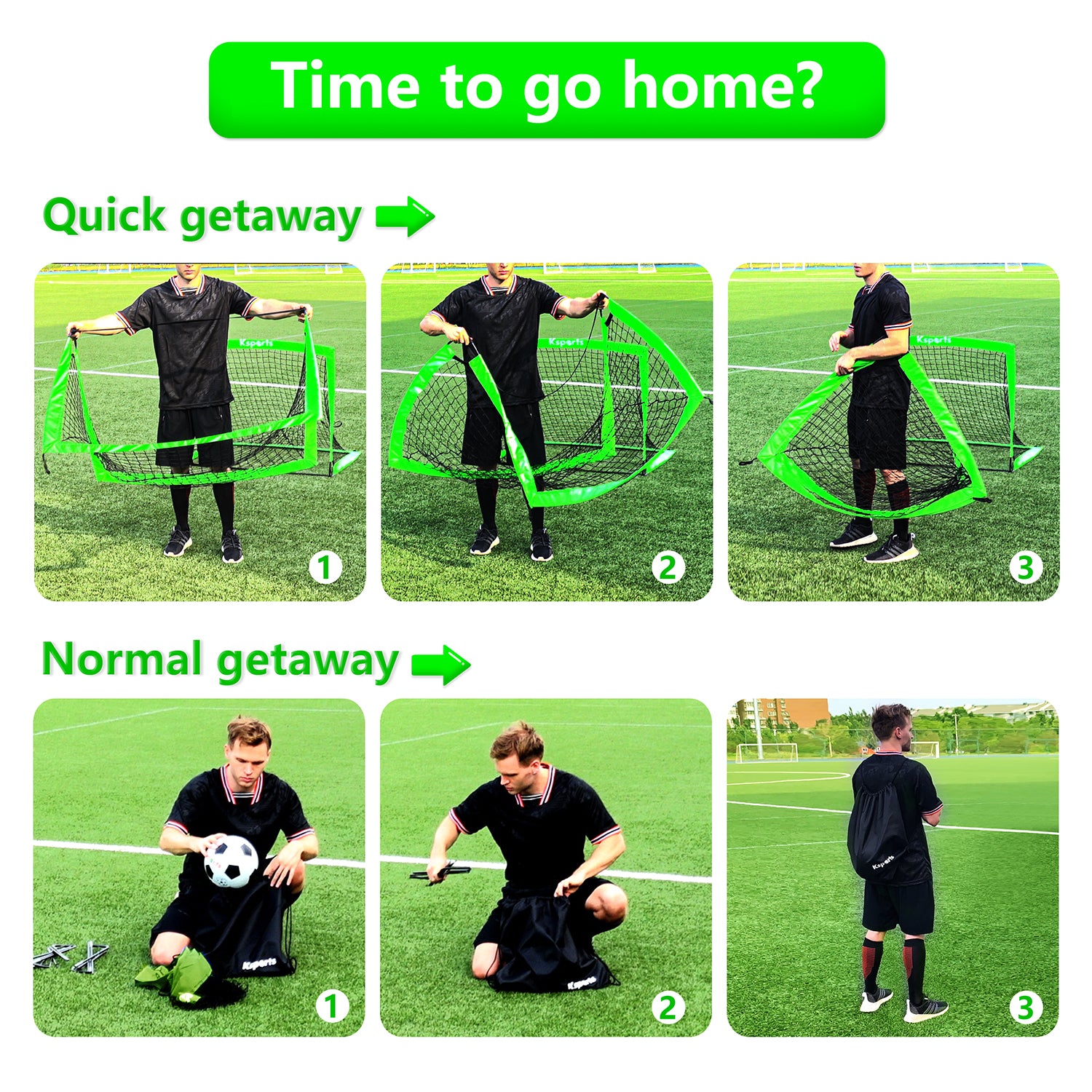 Ksports Soccer Nets Bundle 4ft Green 2 Nets (GS5002)