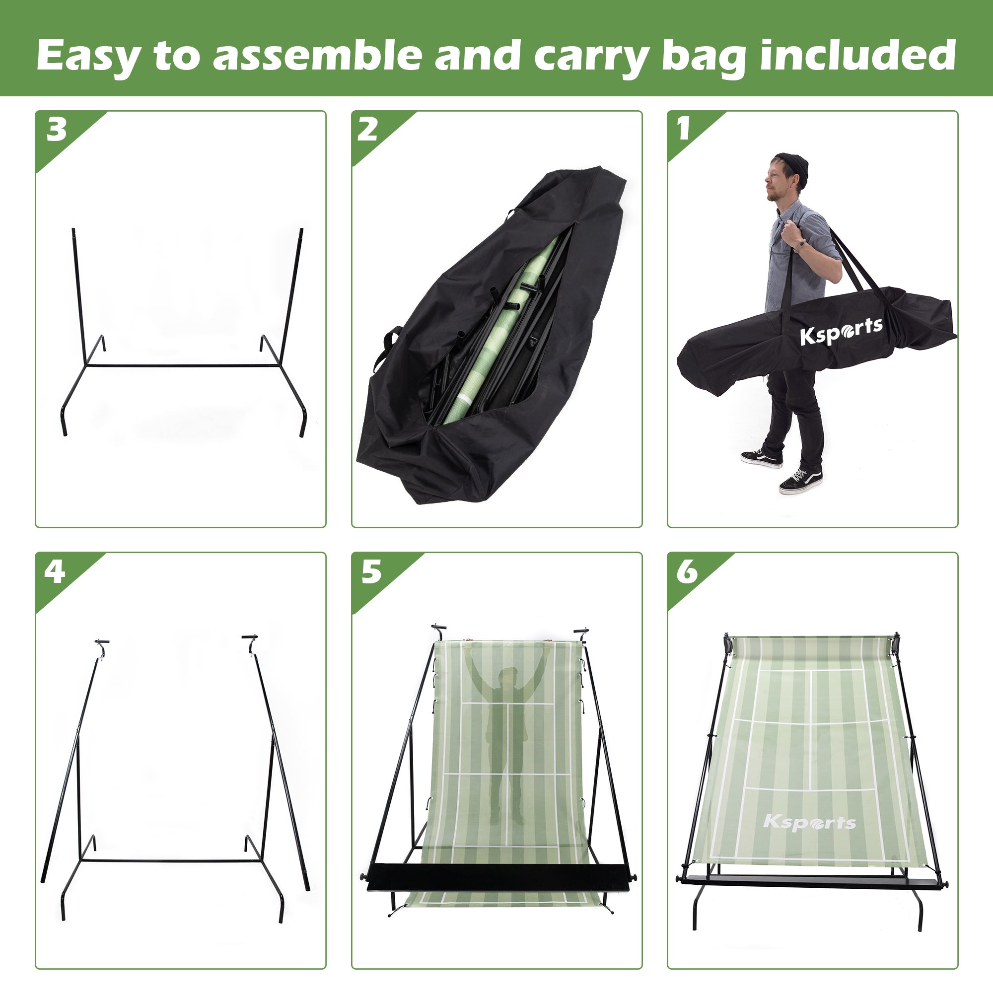 Ksports Tennis Rebounder Net Large Green (GS8002)