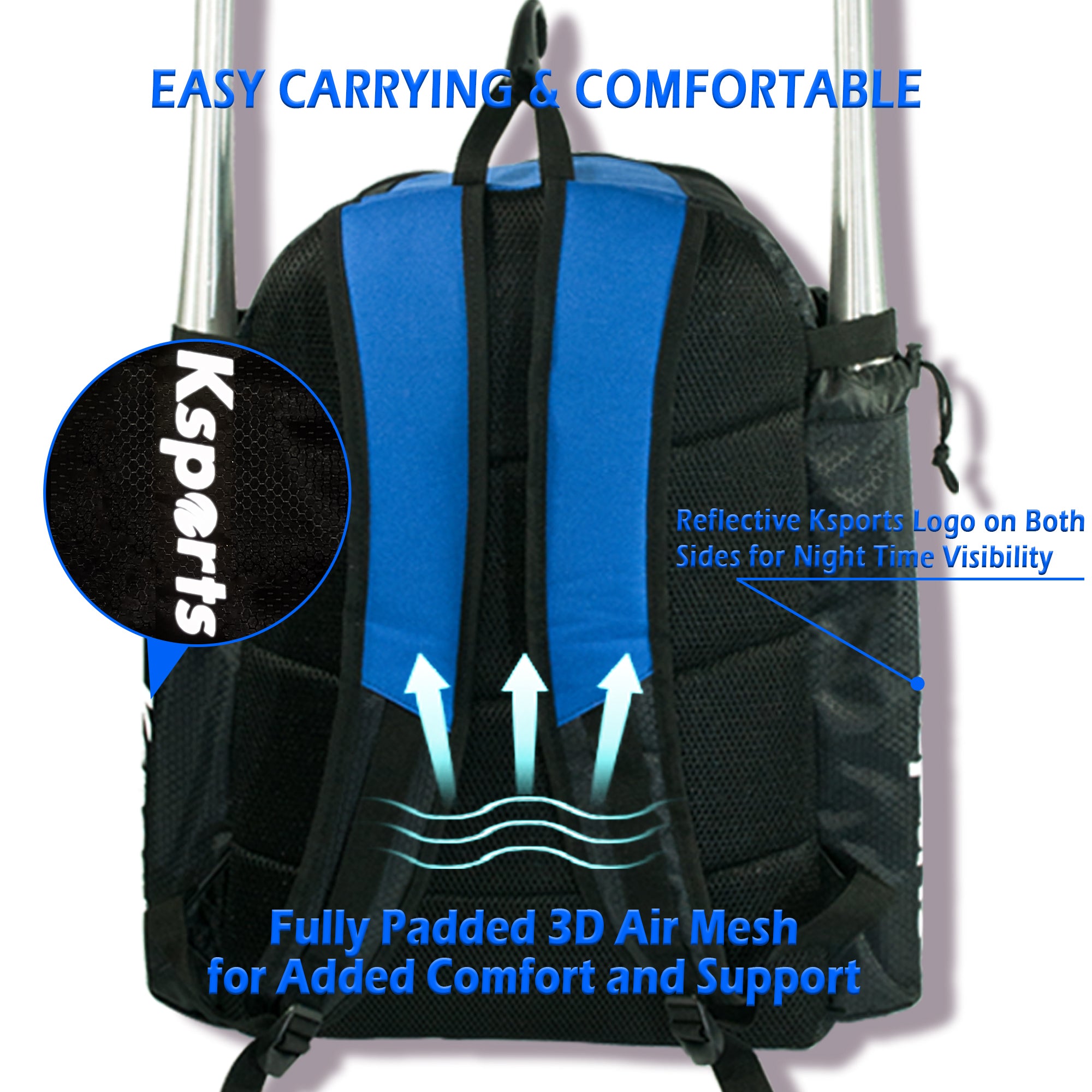 Ksports Baseball Backpack Black & Blue (FS1002)