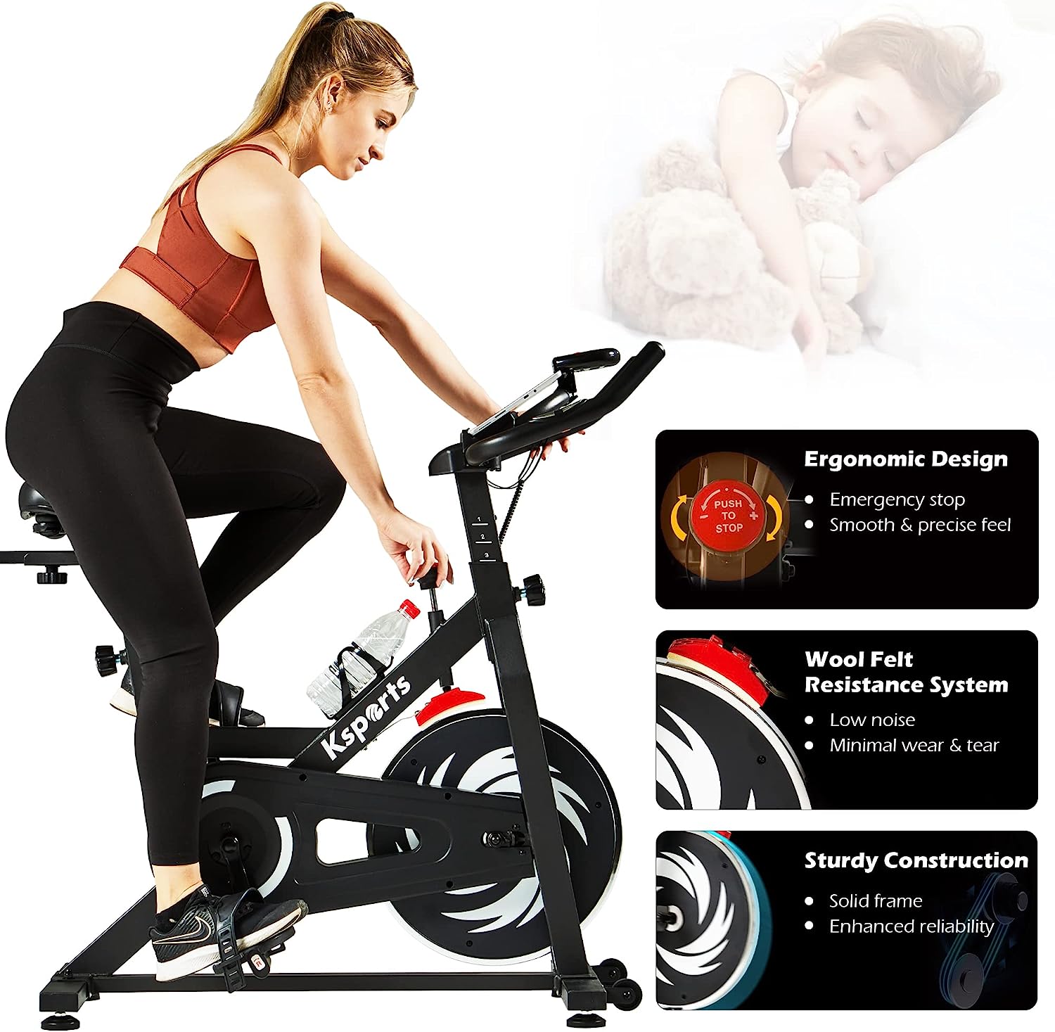 Ksports Exercise Bike Wool Felt Resistance (KSU1101)