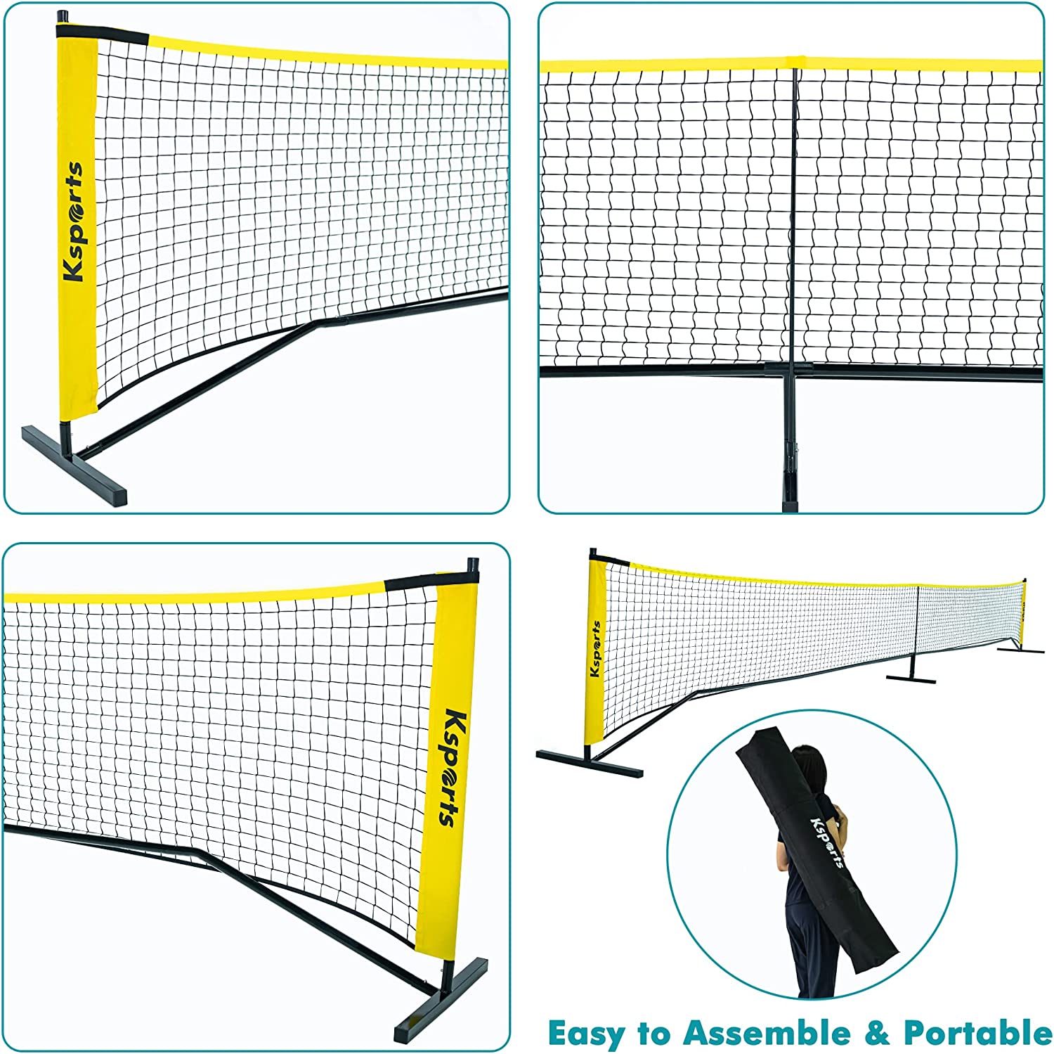 Ksports Regulation Size Pickleball Net 22 Feet Yellow (KSU9002)