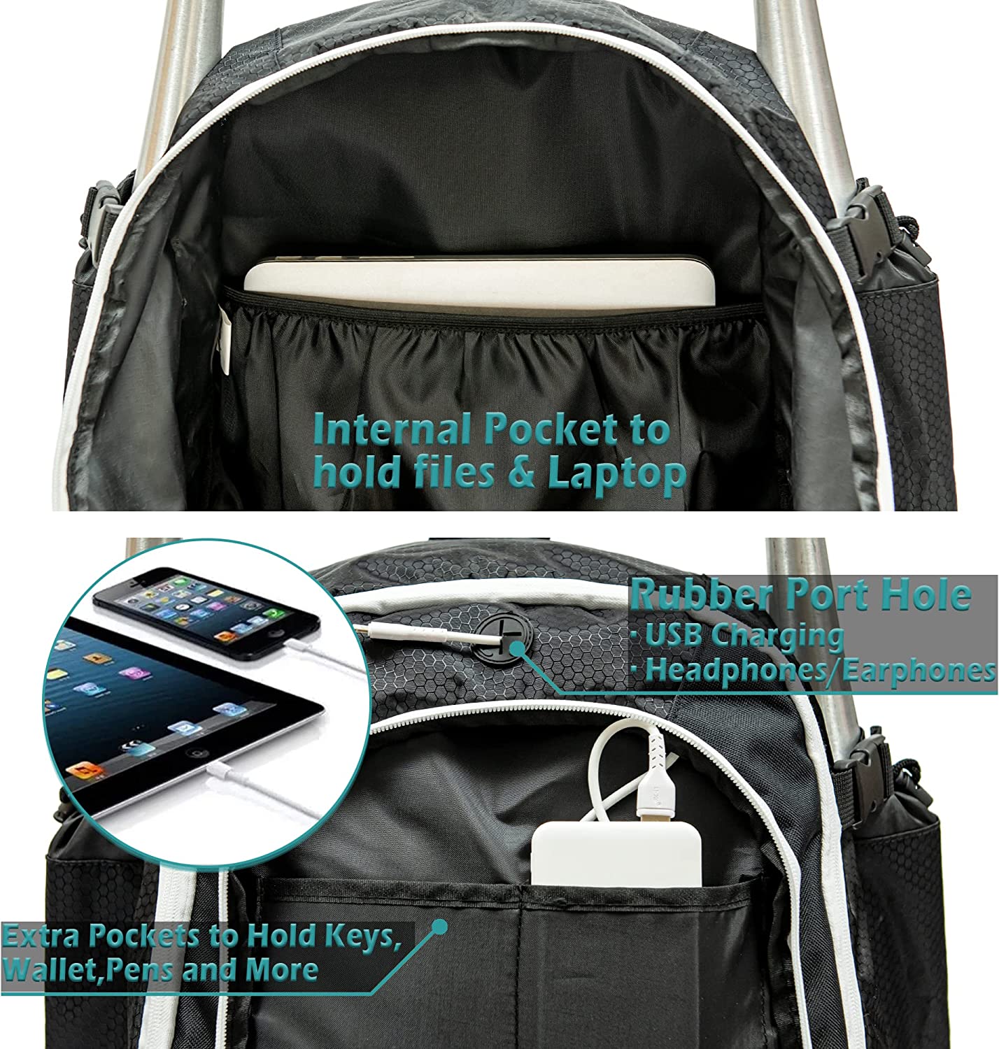 Ksports Baseball Backpack Black with White Zipper (KSU6002)