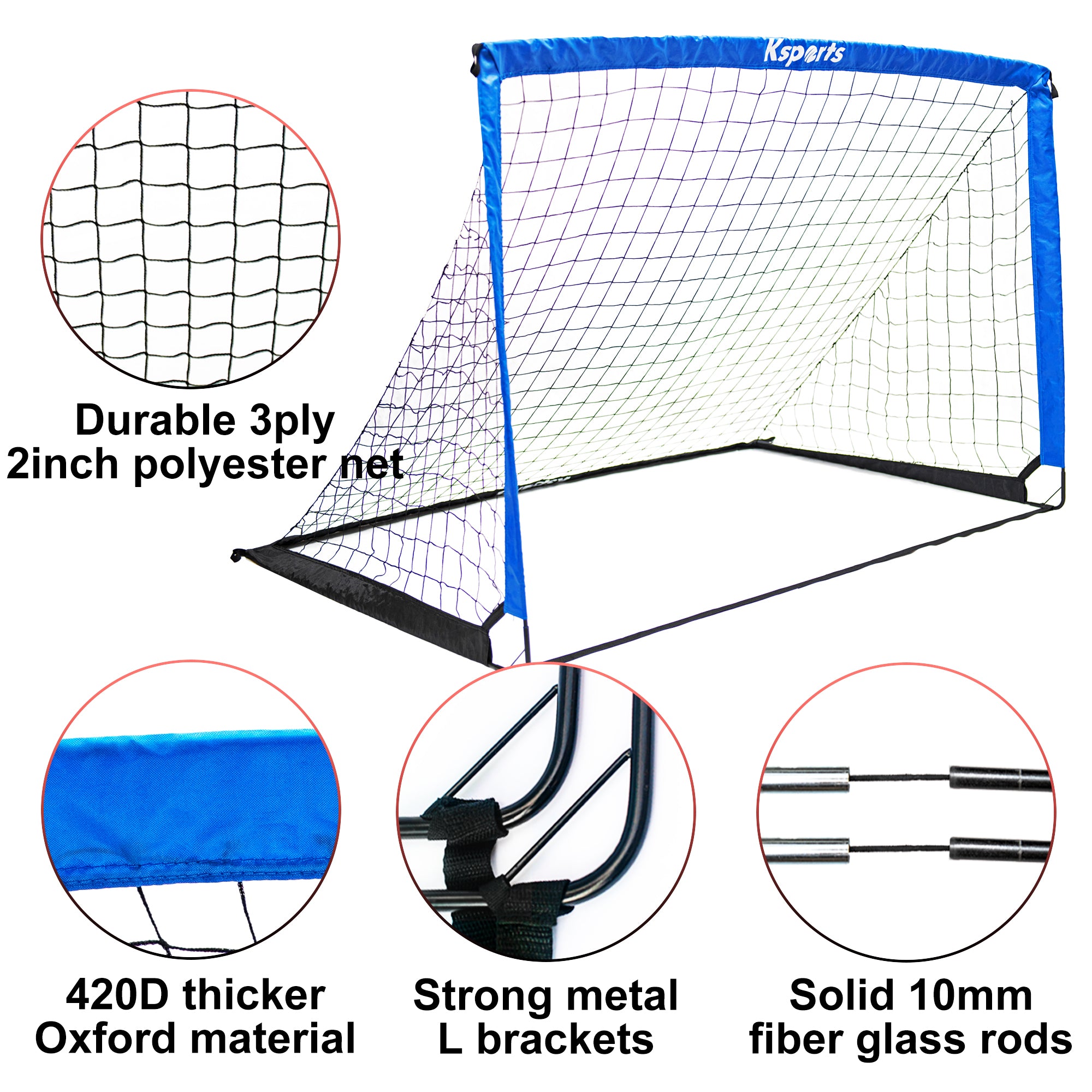 Ksports Soccer Net Bundle 6ft Black/Blue 1 Net (KSU7003)