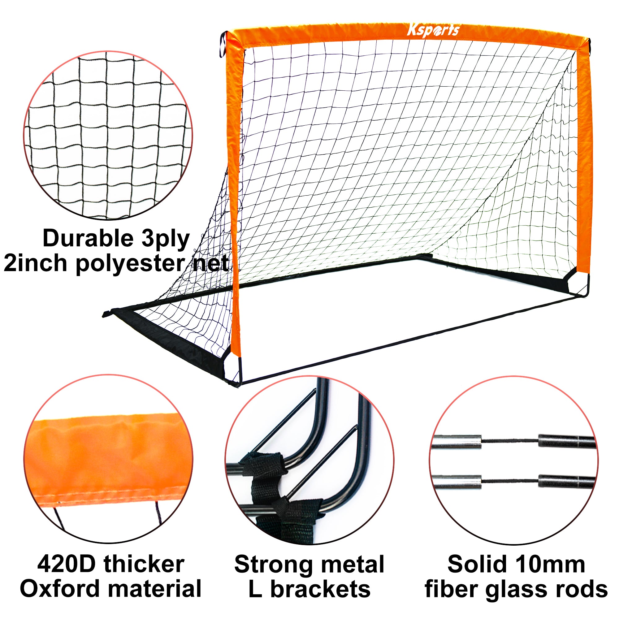 Ksports Soccer Net Bundle 6ft Black/Orange 1 Net (KSU7002)