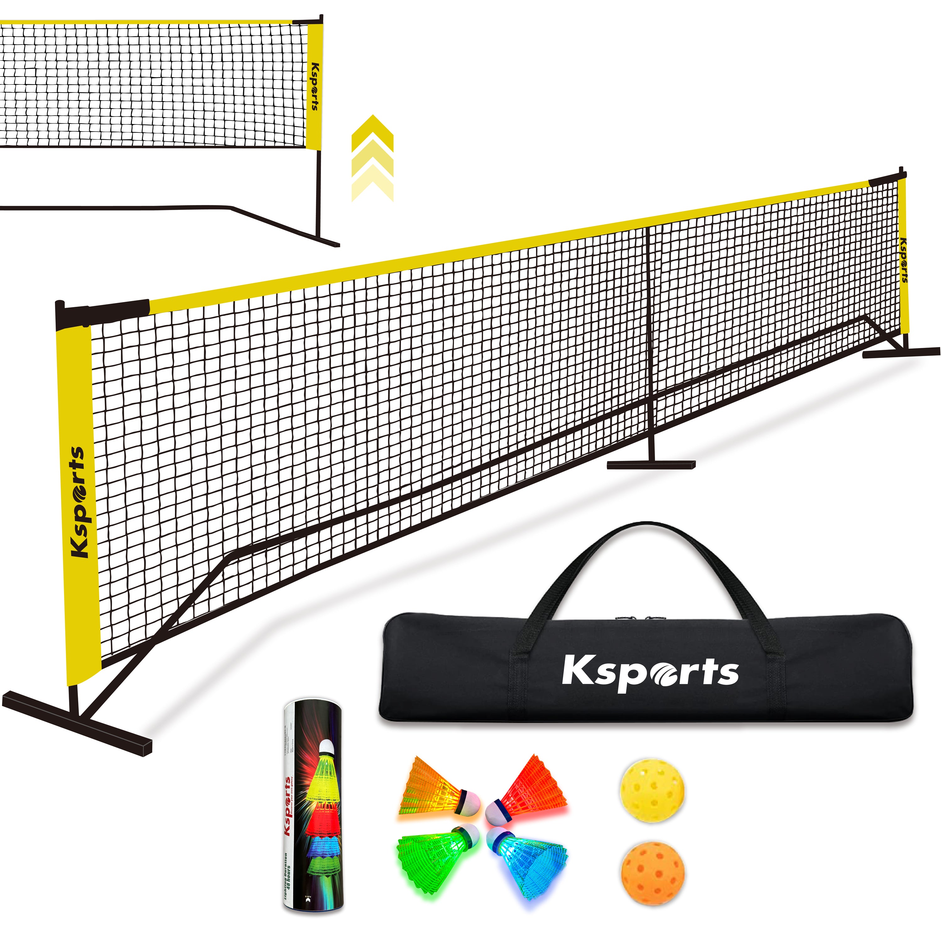 Ksports Regulation Size Pickleball Net 22 Feet Yellow (KSU9002)