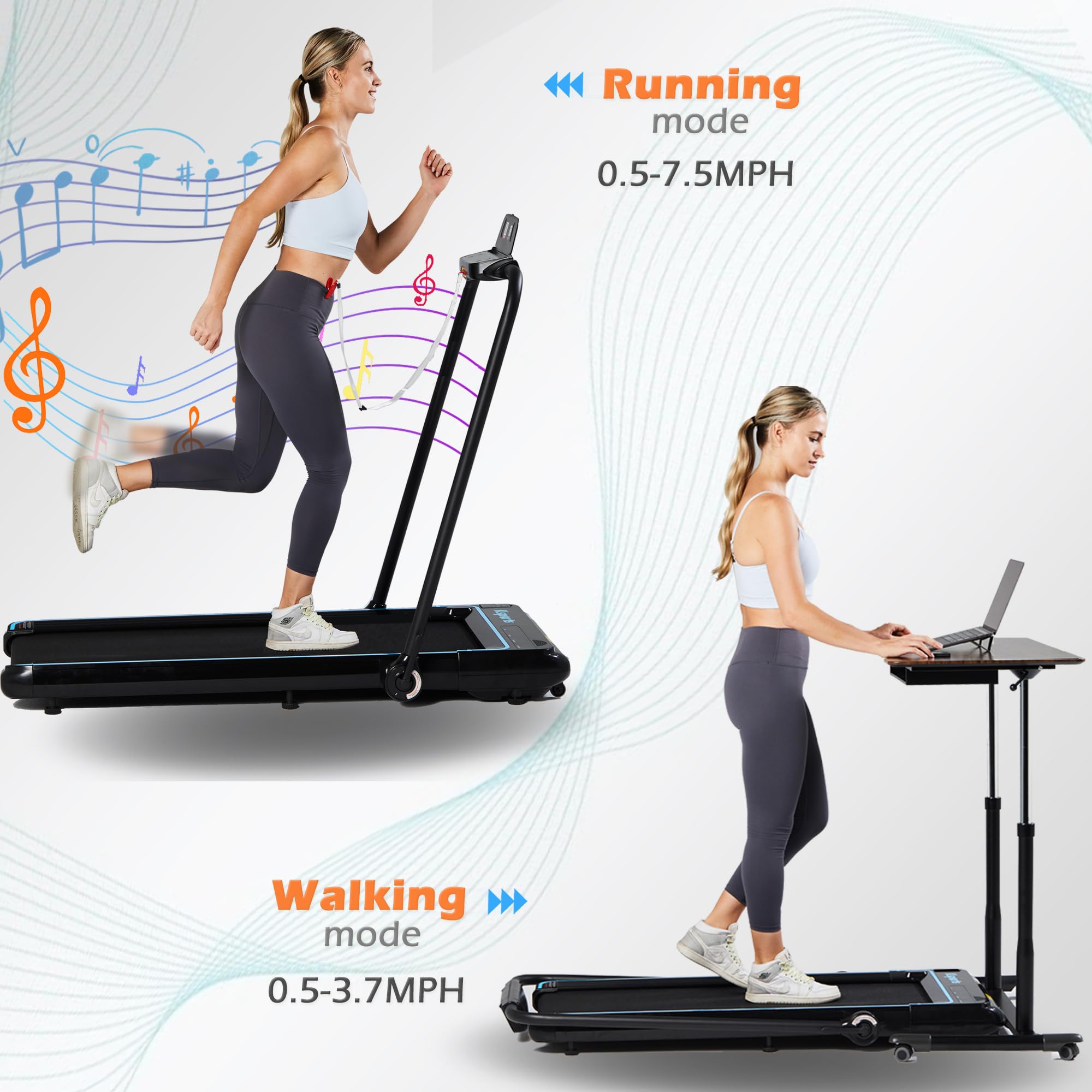 Ksports 3 in 1 Folding Treadmill, Blue (KSU3002)