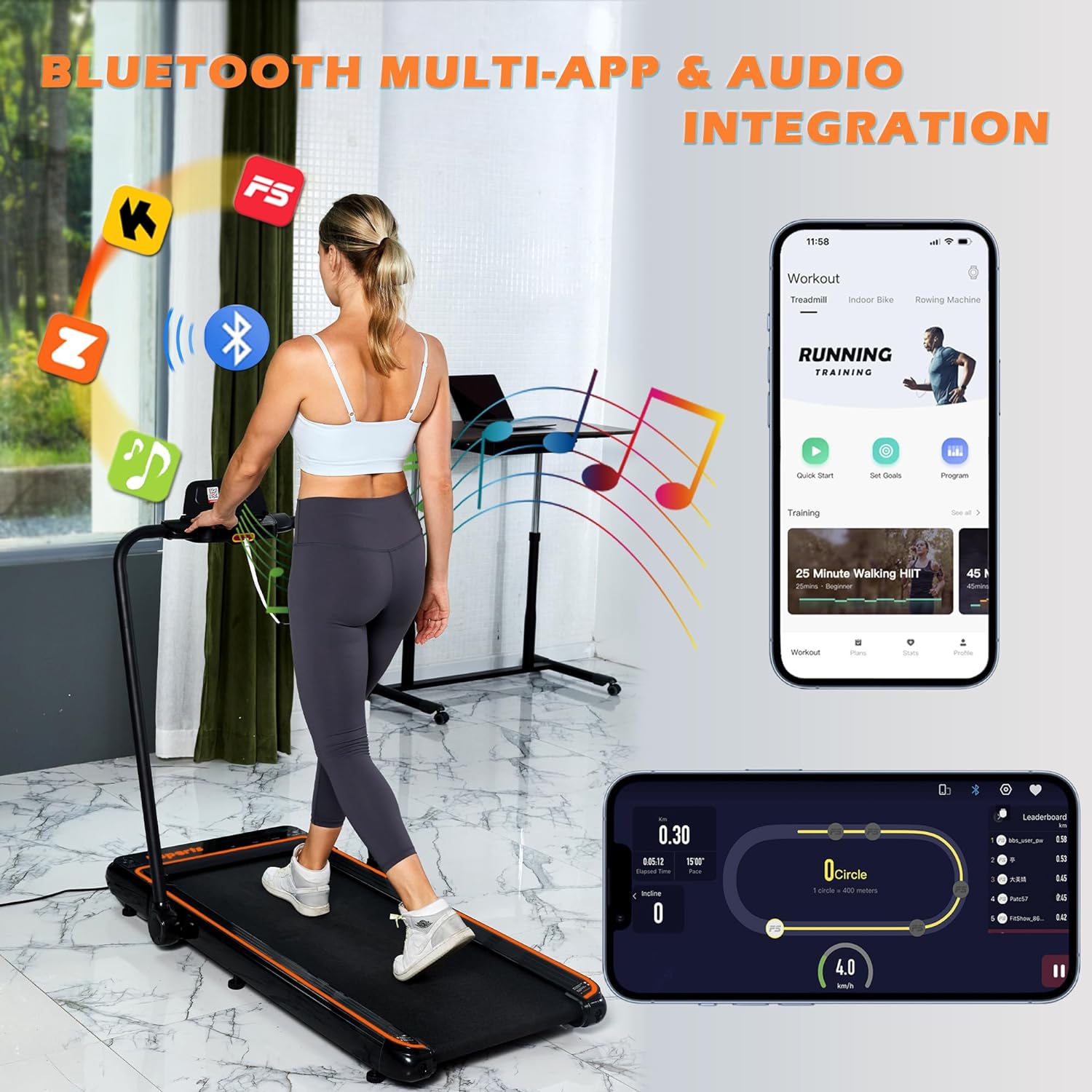 Ksports 3 in 1 Folding Treadmill Orange (KSU3001)