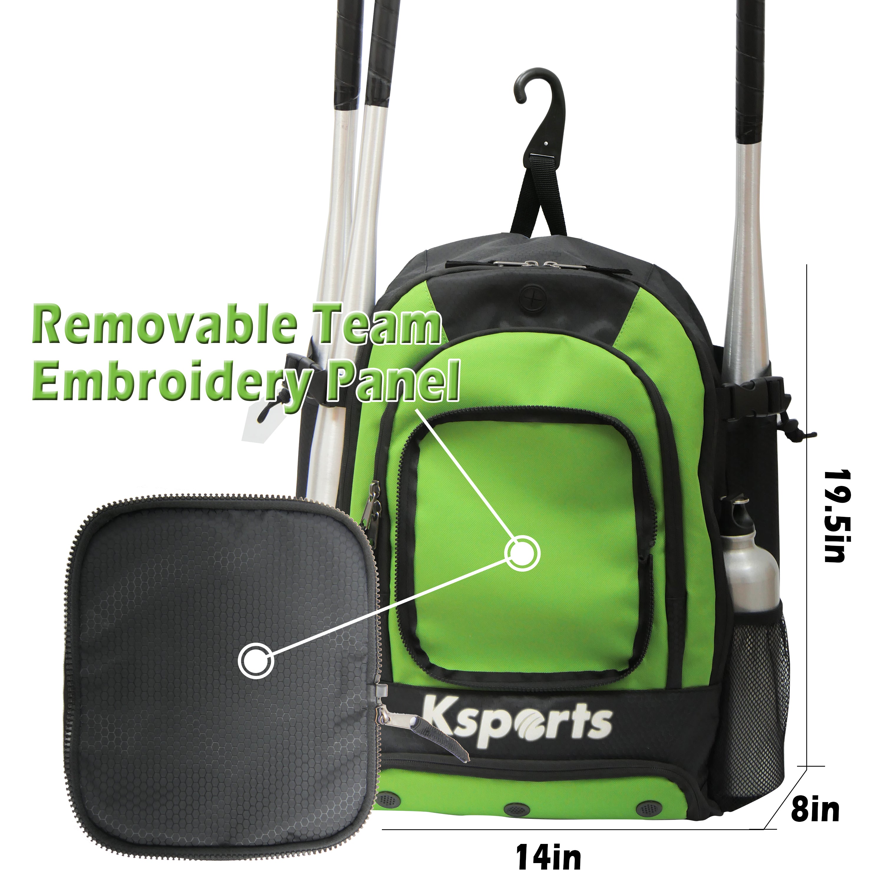 Ksports Baseball Backpack Black & Green (FS1003)