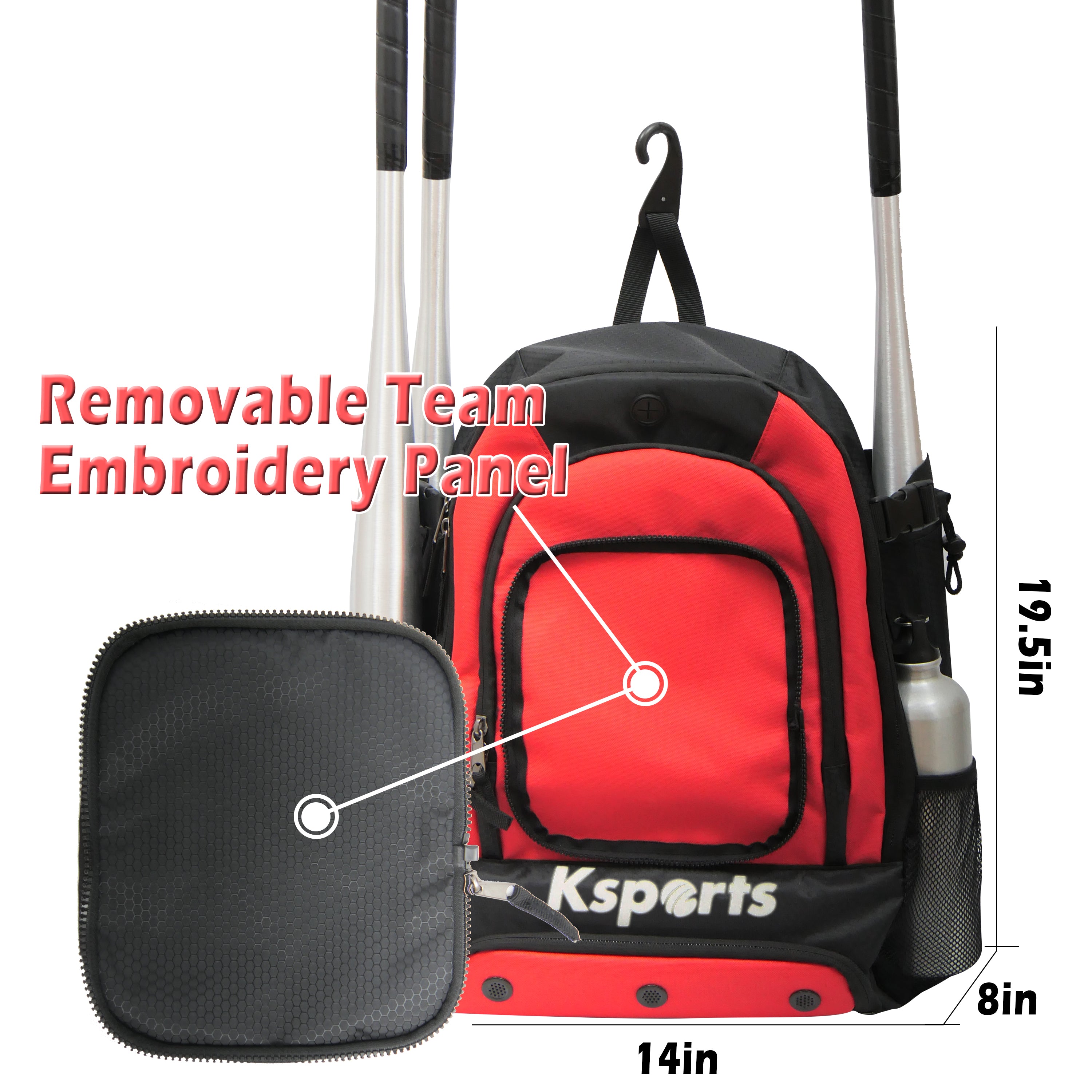 Ksports Baseball Backpack Black & Red (FS1001)