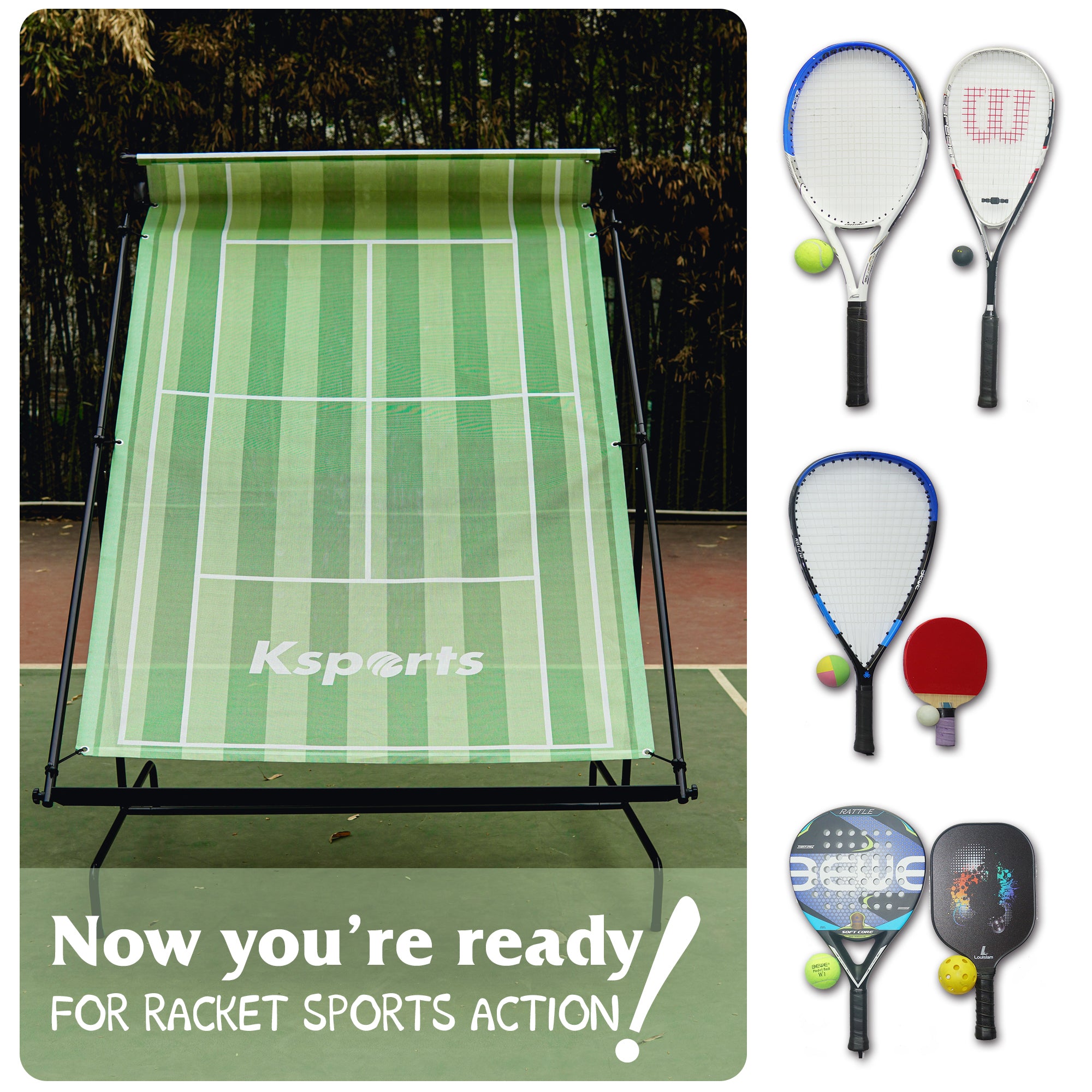 Ksports Tennis Rebounder Net Large Green (GS8002)