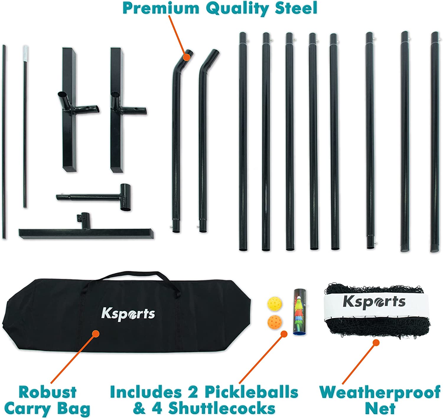 Ksports Regulation Size Pickleball Net 22 Feet White (KSU9001)