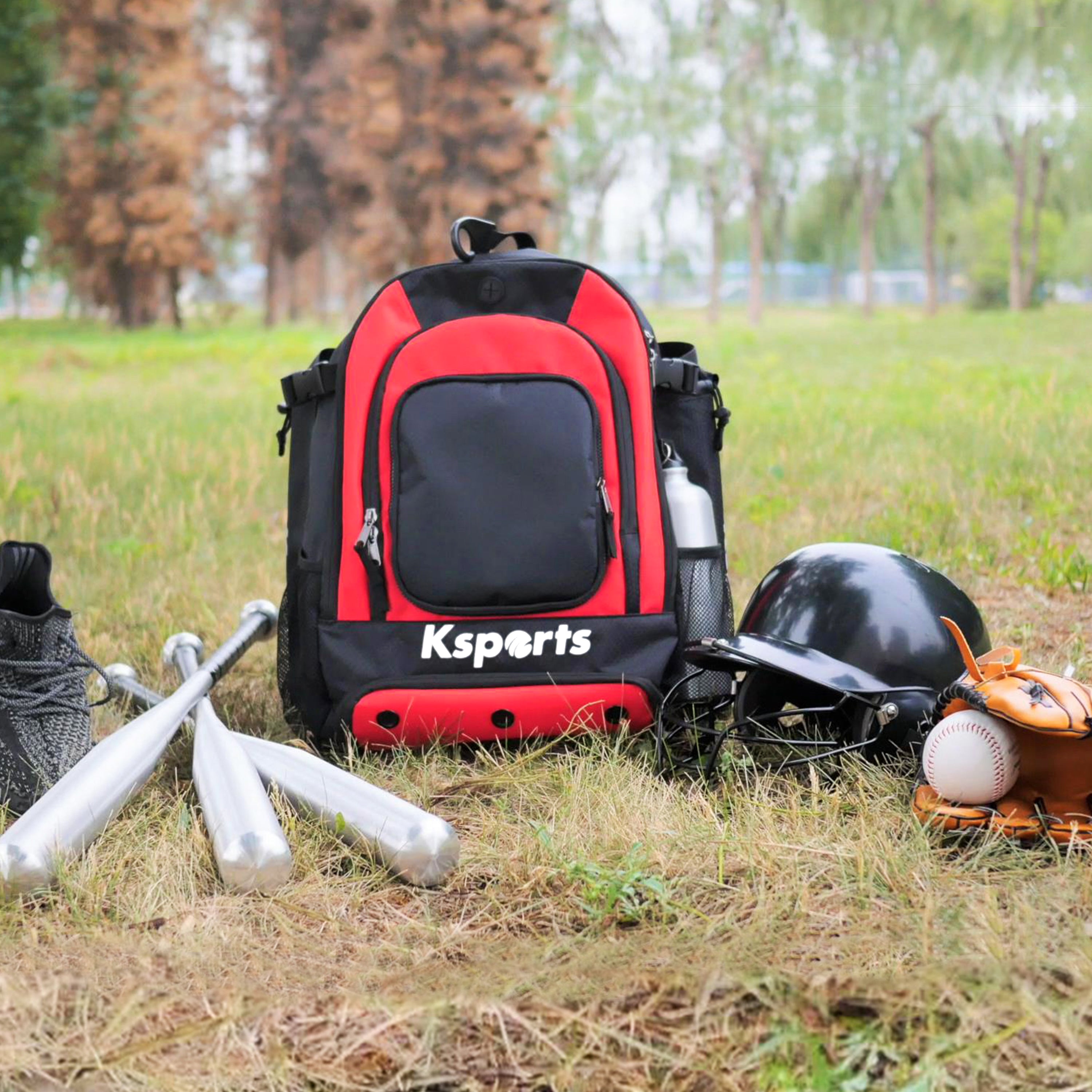 Ksports Baseball Backpack Black & Red