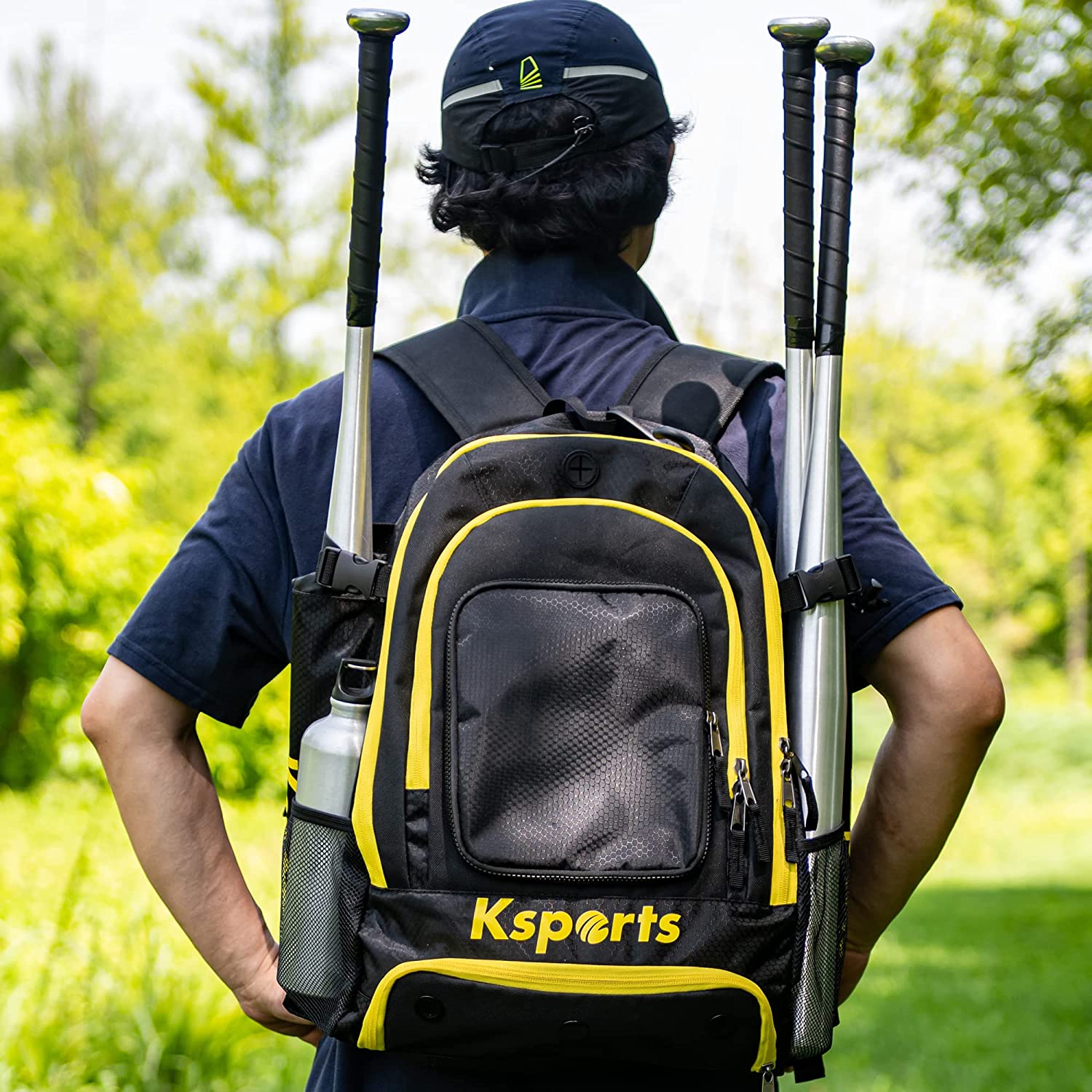 Baseball backpack with helmet holder sale