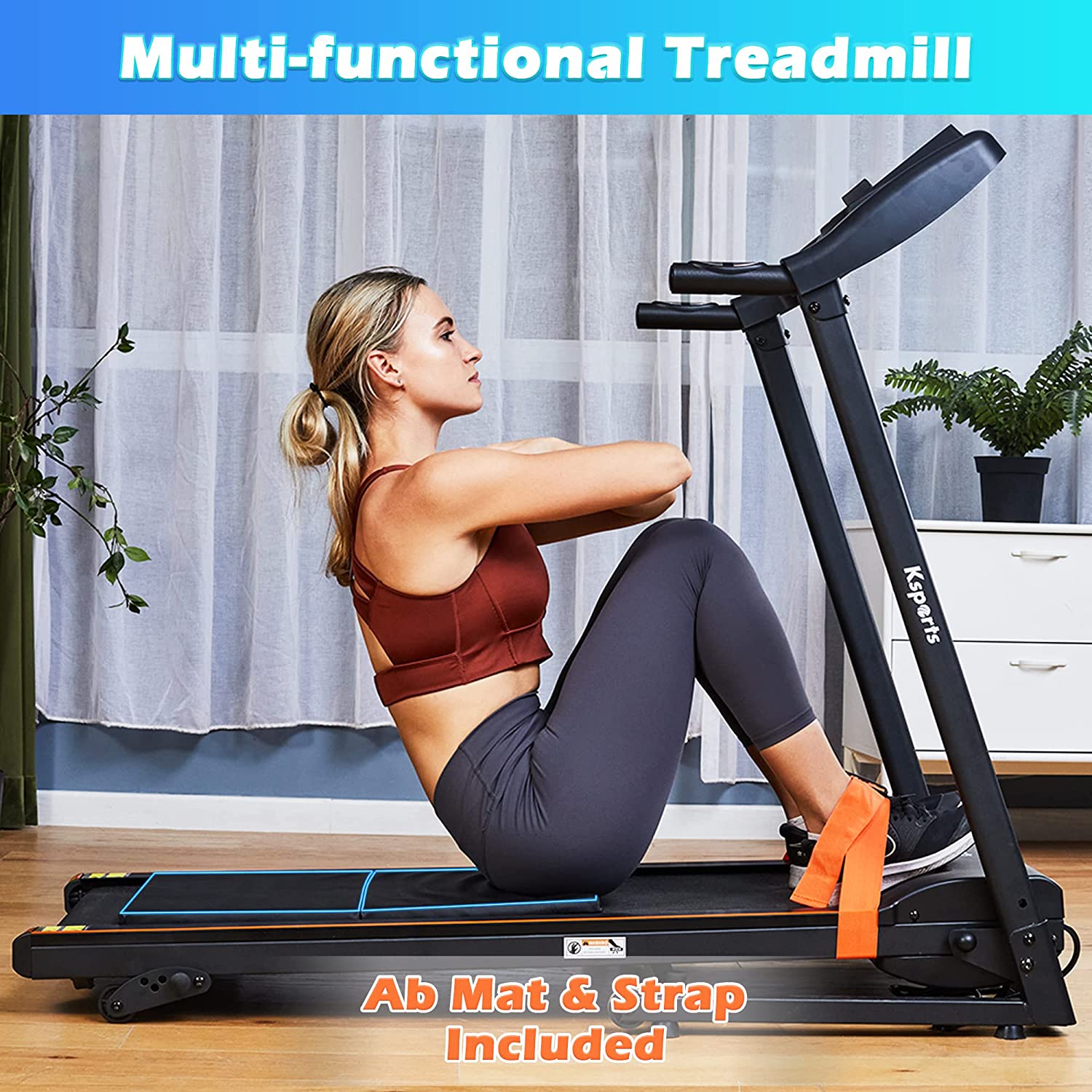 Ksport Multi-functional Treadmill Bundle - Model KSU5001(2.25HP/Max:265lbs)