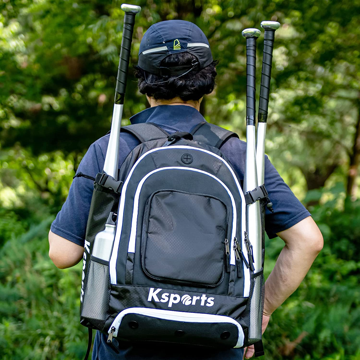 Ksports Baseball Backpack Black with White Zipper (KSU6002)