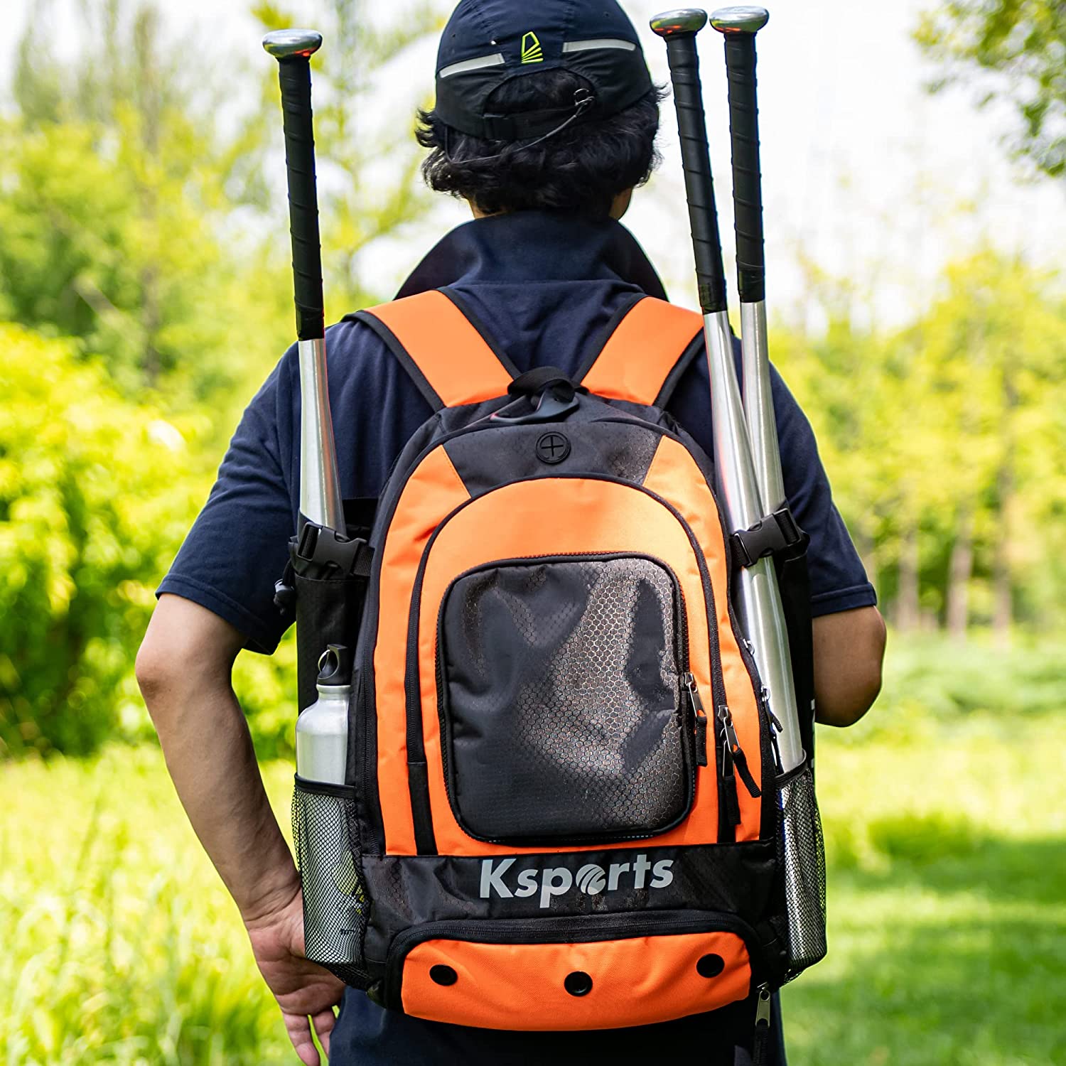 Ksports Baseball Backpack Black & Orange