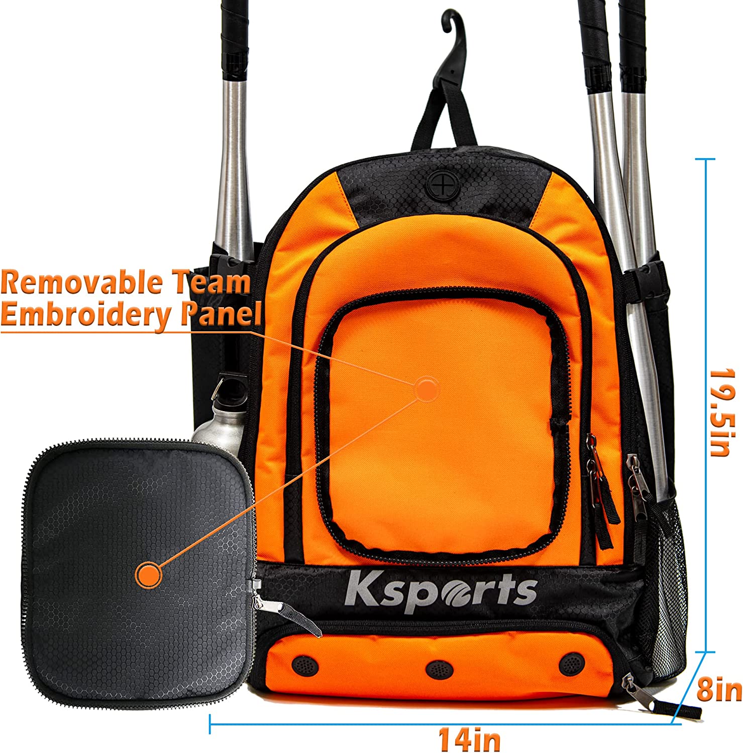 Ksports Baseball Backpack Black & Orange