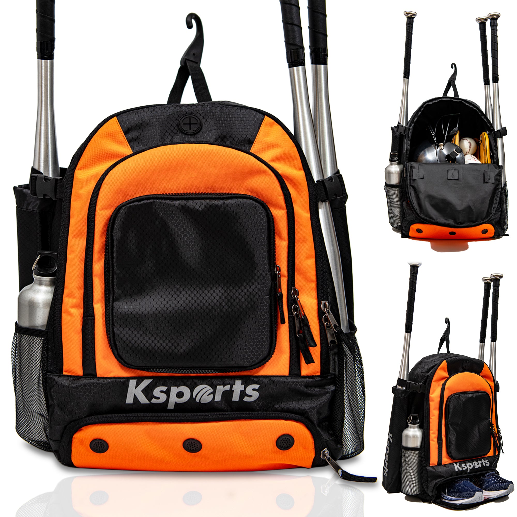 Ksports Baseball Backpack Black & Orange (KSU6001)