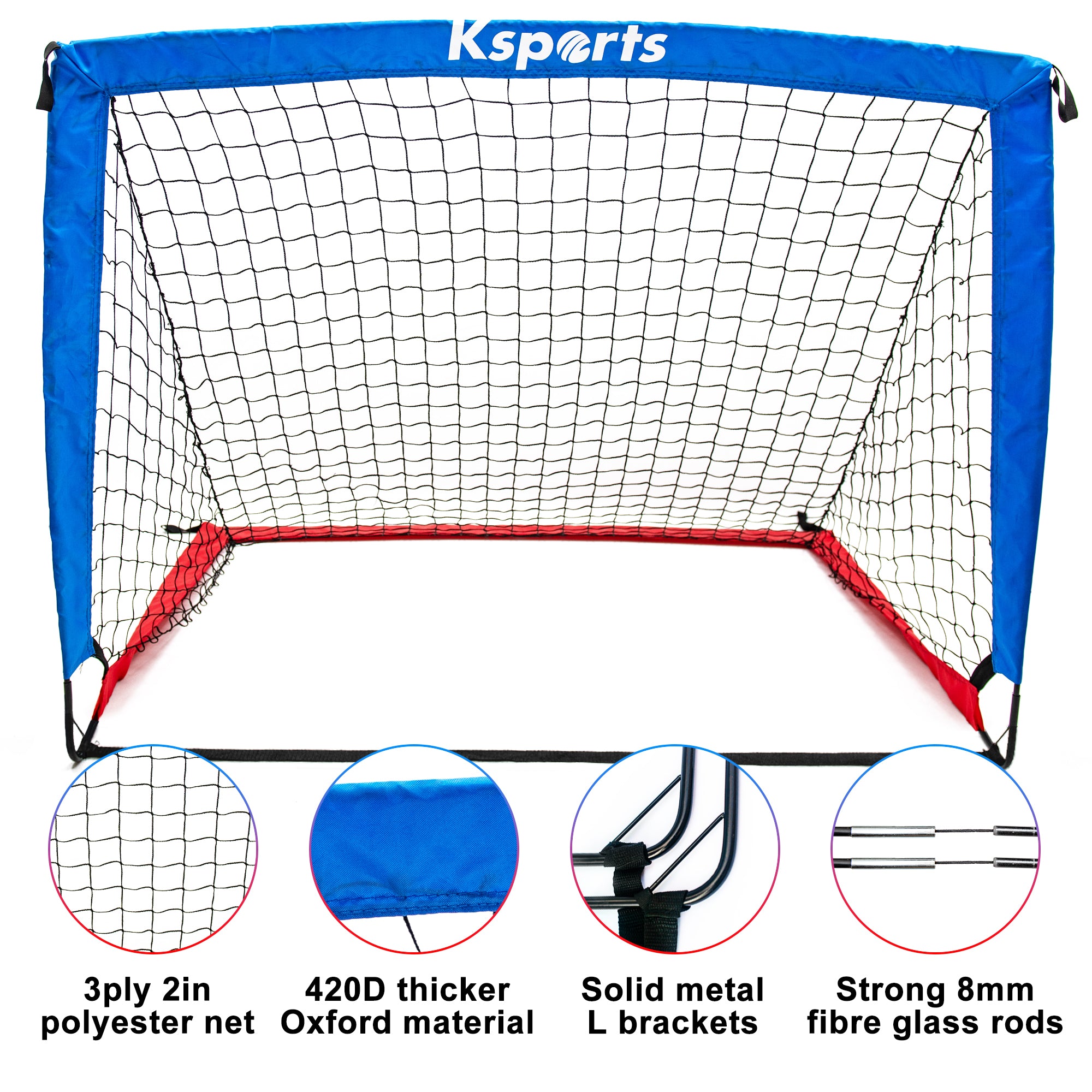 Ksports Soccer Nets Bundle 4ft Blue/Red (2 Nets)