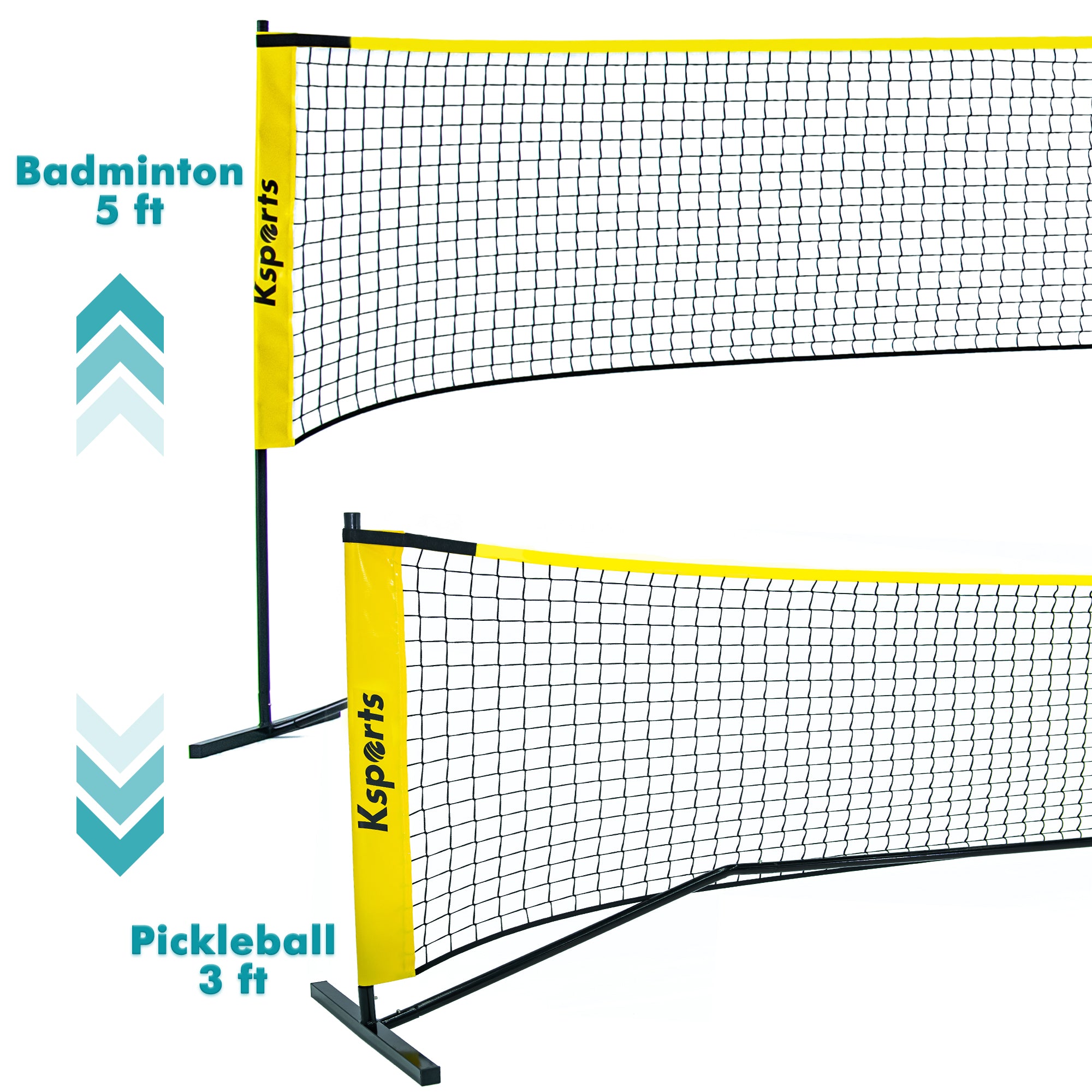 Ksports Regulation Size Pickleball Net 22 Feet Yellow