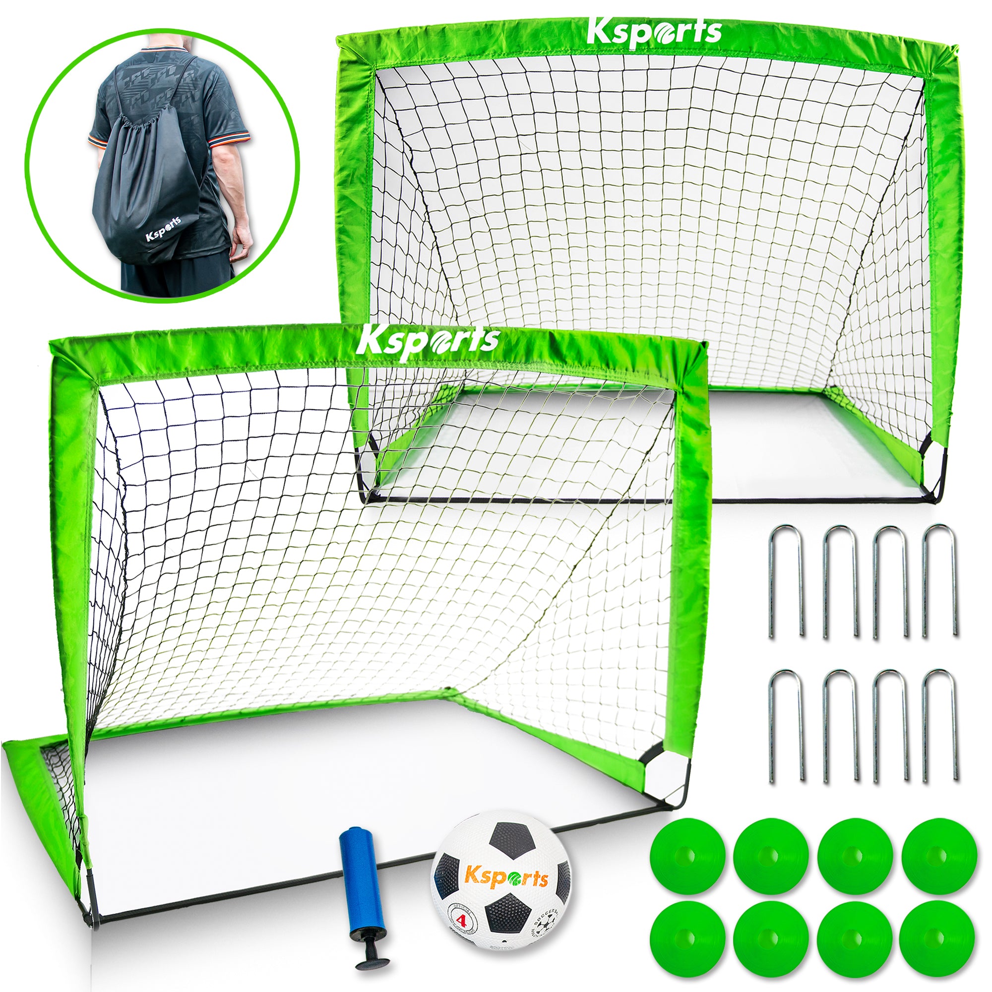 Ksports Soccer Nets Bundle 4ft Green 2 Nets (GS5002)